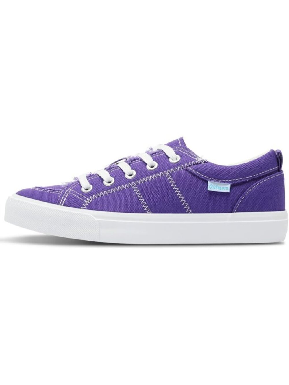 Women's Purple Lace up Flat for Lady Canvas Shoes Fashion Sneakers - Picture 2 of 6